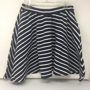 A&F Navy Blue Striped Circle Skirt